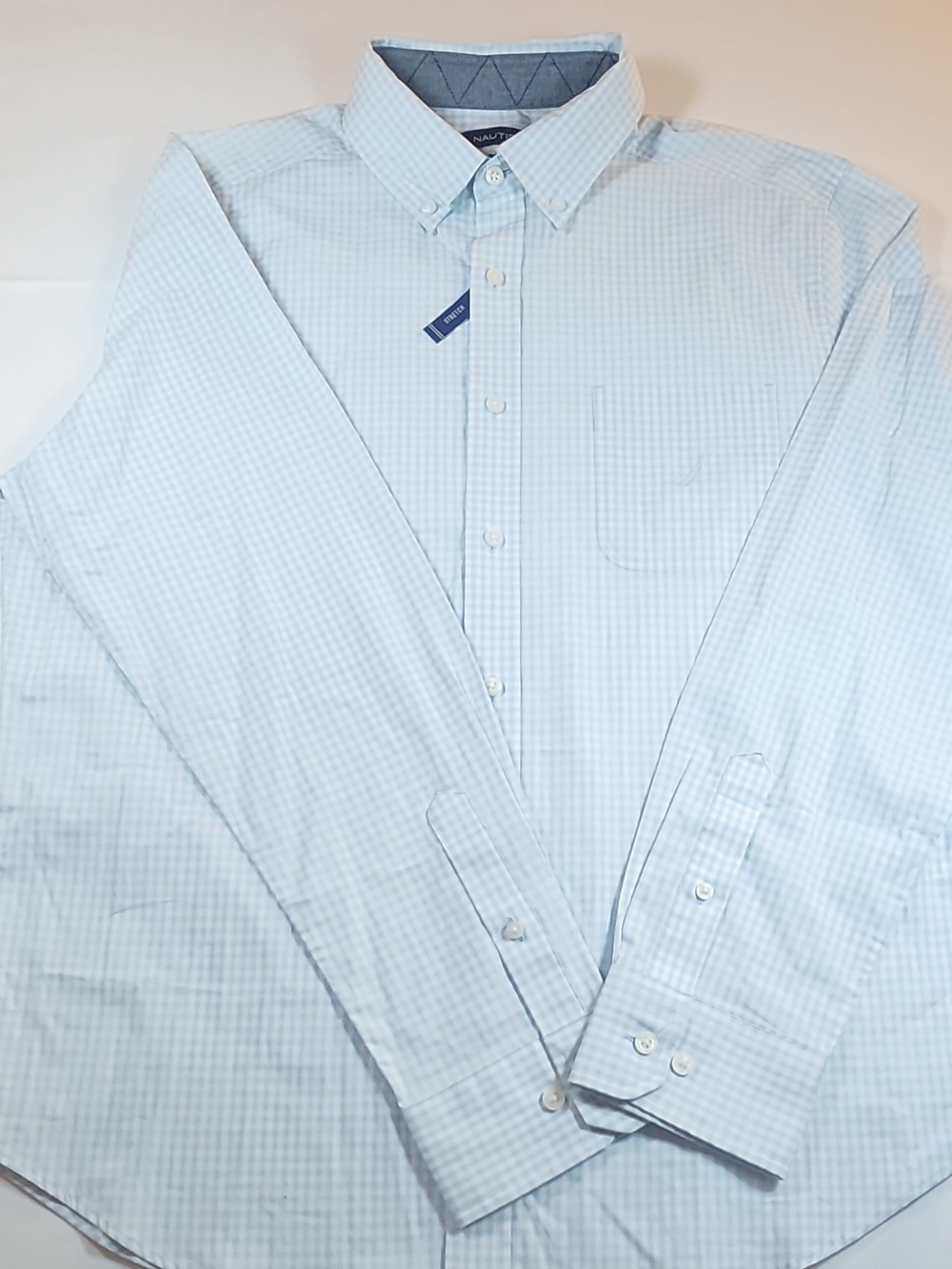 Nautica Light Blue Check Button-Down Dress Shirt